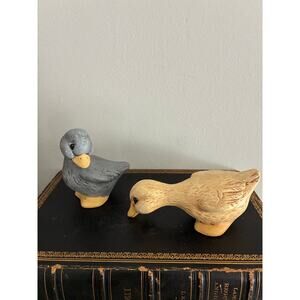 Vintage Duck Figurines Set Farmhouse Bird Decor Hand Painted Rustic decor